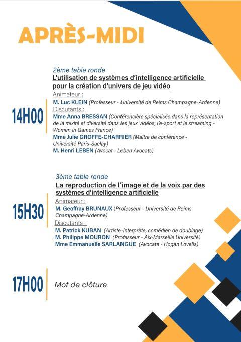 Programme après-midi